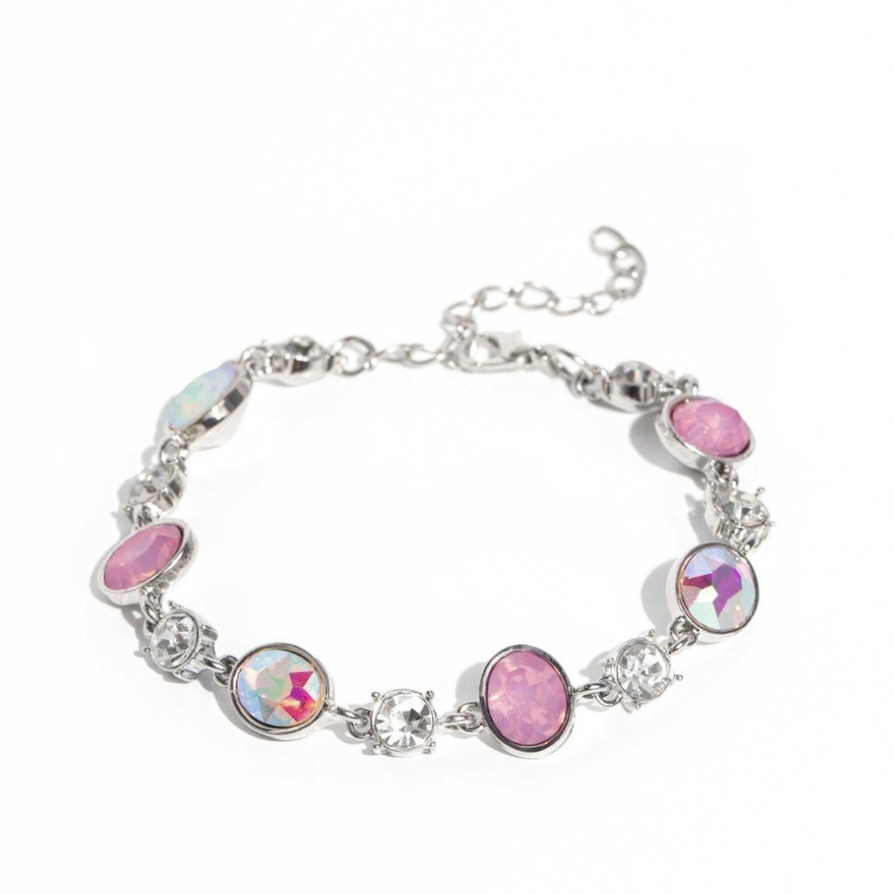 Paparazzi Pink and Silver Cabochon Bracelet Ethereal Empathy Multi Jewelry